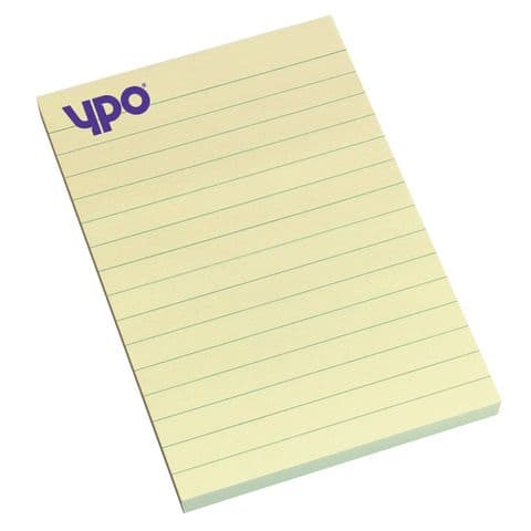 YPO Lined Sticky Note Pad, Yellow - 150 x 100mm, 100 Sheets