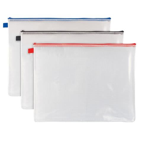 Tuff Bag A4+ - Pack of 12. Assorted Colour Zip