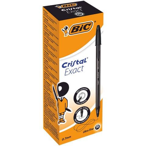 BIC&reg; Cristal Exact Ballpoint Pens, Black – Pack of 20