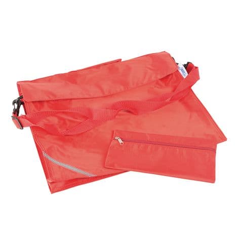 Nylon School Carrier Bag with Extra Features - Red