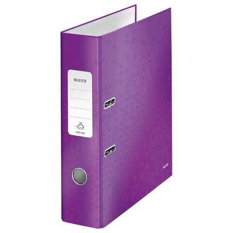 Leitz 180&deg; WOW Laminated Lever Arch File, A4 – Metallic Purple