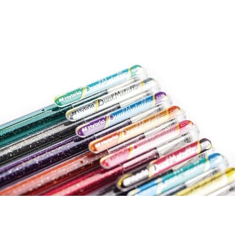 Pentel Hybrid Dual Metallic Liquid Gel Pens – Assorted Colours – Pack of 8 Pens