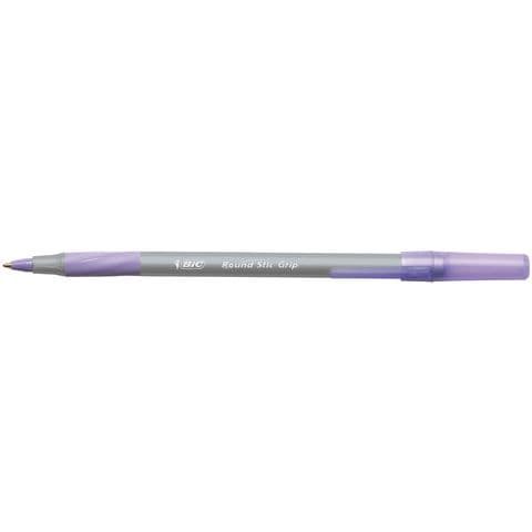BIC&reg; Round Stic Grip Ballpoint Pen, Purple - Pack of 40