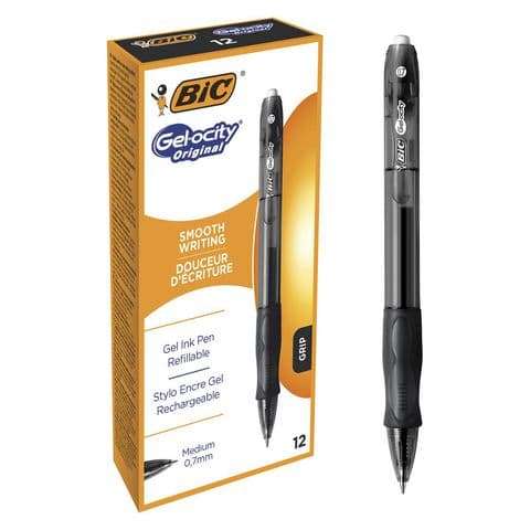 Bic Gelocity Pen, Black - Pack of 12