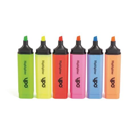 YPO Highlighters, Assorted Colours - Box of 48