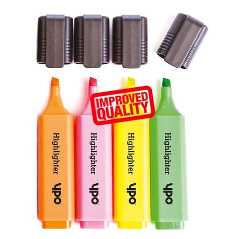 YPO Highlighters, Assorted Colours – Pack of 4
