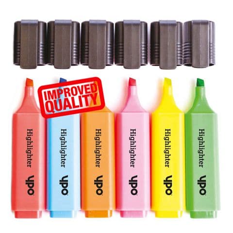 YPO Highlighters, Assorted Colours – Pack of 6.