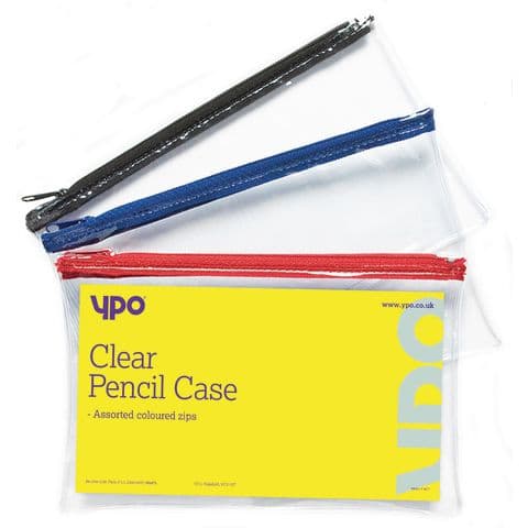 YPO Clear Pencil Case, 200mm(W) - Pack of 12