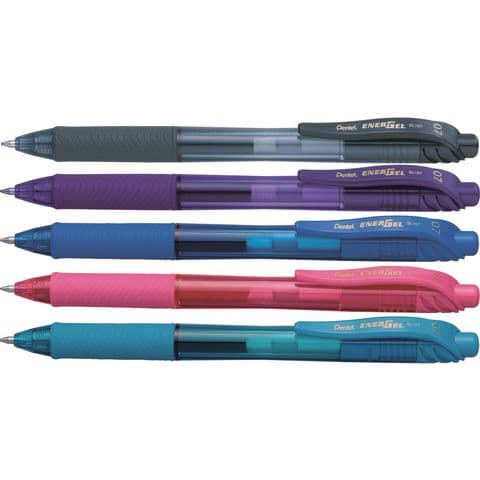 Pentel EnerGel X Retractable Rollerball Pen, Assorted Colours - Pack of 12