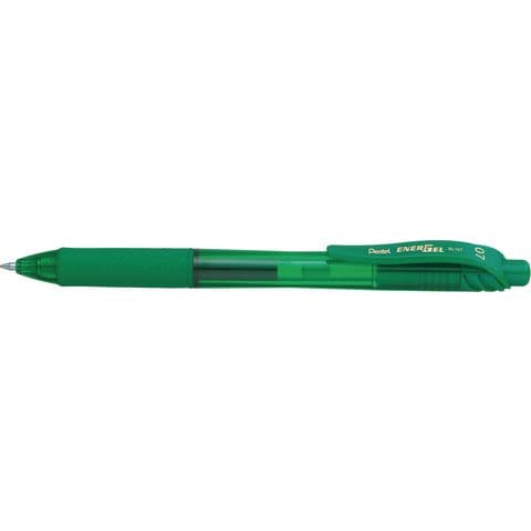 Pentel EnerGel X Retractable Rollerball Pen, Green - Pack of 3