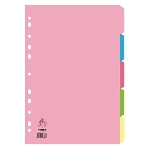 A4 Subject Dividers - 5 Tabs. Pack of 50 Sets