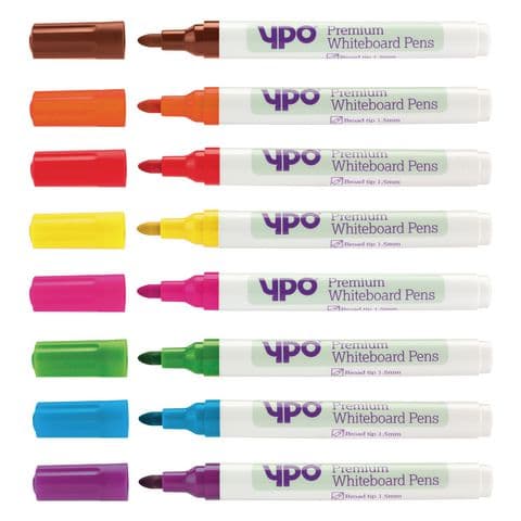 YPO Premium Drywipe Marker Broad Tip Assorted Bright Pk48