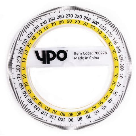 YPO Protractor, 10cm, 360 degree, Pack of 10