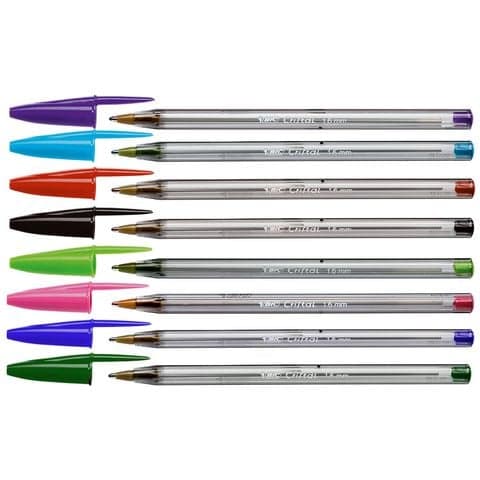 BIC&reg; Cristal Multicolour Ballpoin Pens, Assorted Colours - Pack of 10
