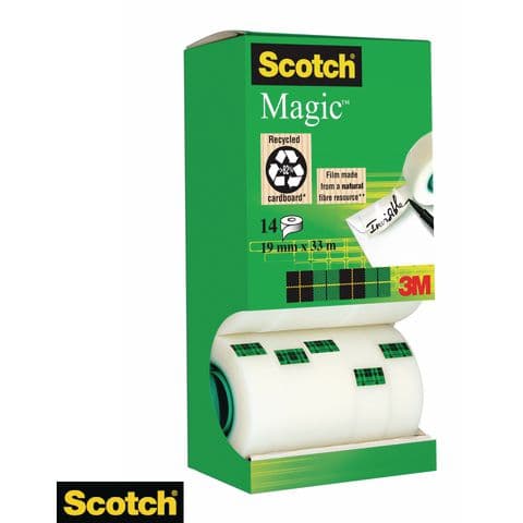Scotch&reg; Magic&trade; Tape - 19(W) x 33(L) x 25mm. Pack of 14