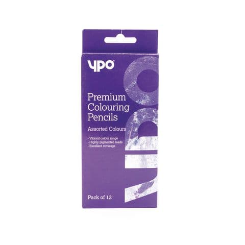 YPO Premium Colouring Pencils, Assorted Colours – Pack of 12