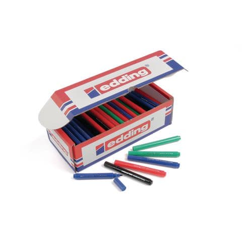 Edding 366 Mini Drywipe/Whiteboard Marker Pens, Fine Tip, 4 Assorted Colours - Pack of 100