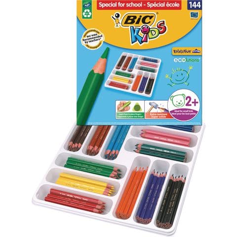 BIC&reg; Kids Evolution ECOlutions Triangular Colouring Pencils, Assorted Colours - Pack of 144