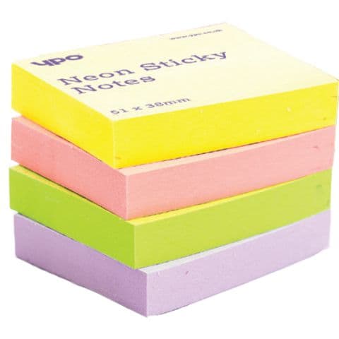 YPO Neon Sticky Notes, 50 x 38mm - Pack of 12