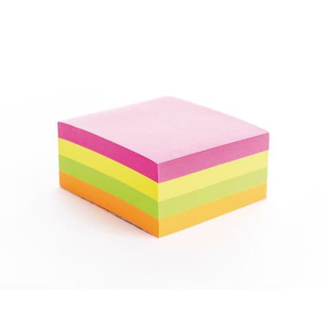 YPO Neon Sticky Notes Cube, 76 x 76mm, 400 Sheets