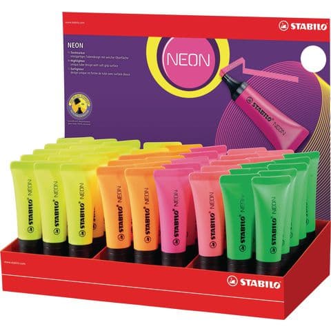 STABILO&reg; NEON Highlighters, Assorted Colours - Pack of 45