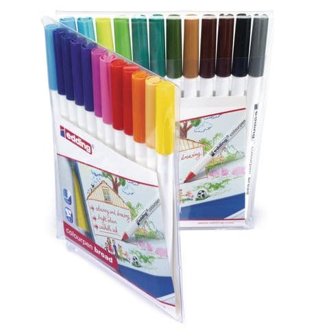edding Colourpen Broad Colouring Pens, 18 Assorted Colours – Pack of 24