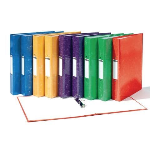 Large Glossy Ring Binders, A4, Laminated Paper on Board, 2 Ring, Assorted Colours – Pack of 10