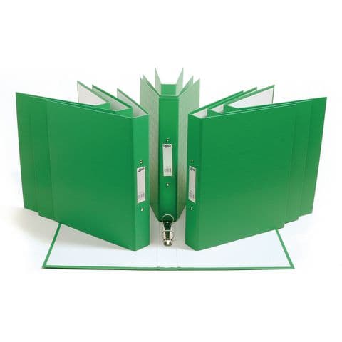 YPO Glossy Ring Binder, A4, Polypropylene on Board, 2 Ring, Green - Pack of 10