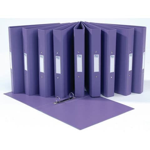 YPO Glossy Ring Binder, A4, Polypropylene on Board, 2 Ring, Purple - Pack of 10