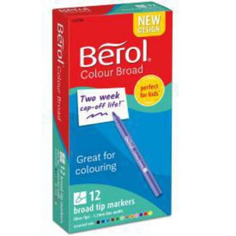 Berol Colourbroad Colouring Pens, Assorted Colours – Pack of 12 .