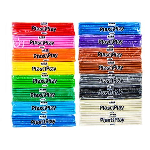 Plastiplay, Assorted Colours, 500g – Multipack of 20