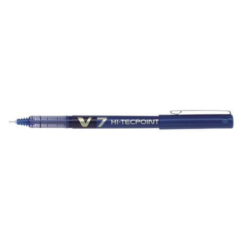 Pilot Hi-Tecpoint V7 Liquid Ink Rollerball Pen - Pack of 12. Blue