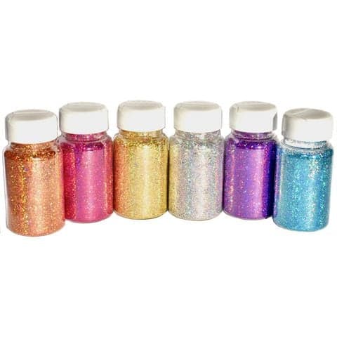 Fine Glitter, Holographic Colours, 60g - Pack of 6