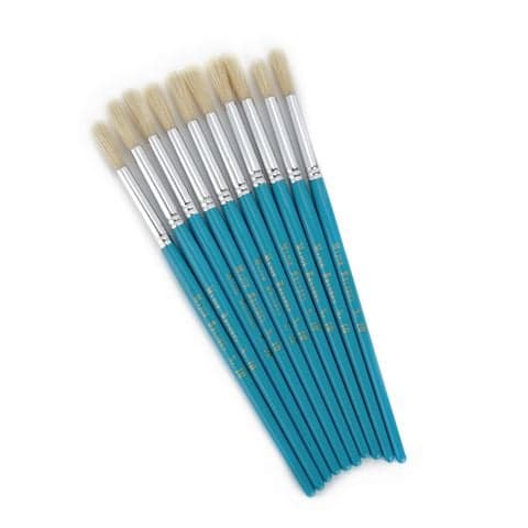 Short Handle Round Hog Paint Brushes - Pack of 10