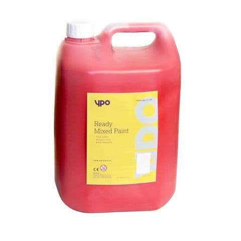 YPO Washable Ready Mixed Paint, Red – 5 Litre Bottle