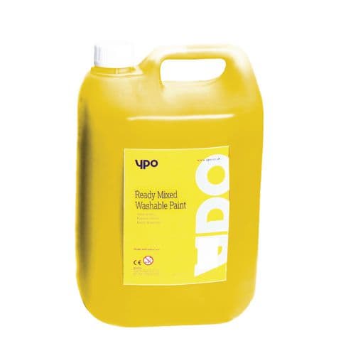 YPO Washable Ready Mixed Paint, Yellow – 5 Litre Bottle