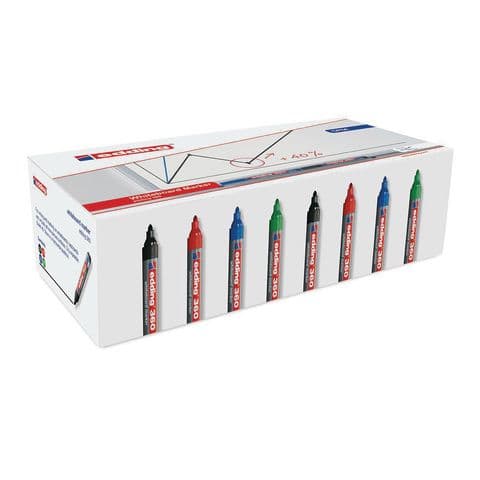 Edding 360 Drywipe/Whiteboard Markers, Bullet Tip, 4 Assorted Colours - Pack of 100
