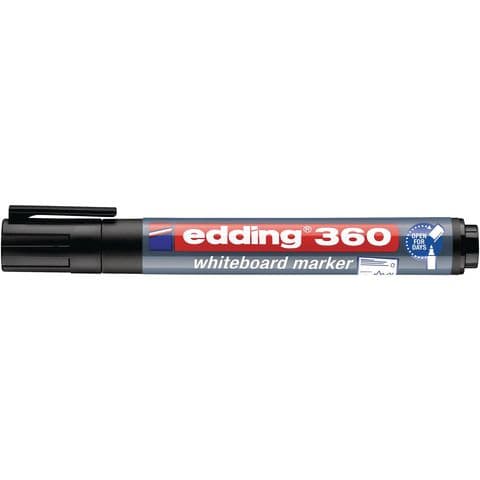 edding 360 Drywipe/Whiteboard Markers, Bullet Tip, Black - Pack of 10