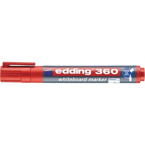 edding 360 Drywipe/Whiteboard Markers, Bullet Tip, Red - Pack of 10