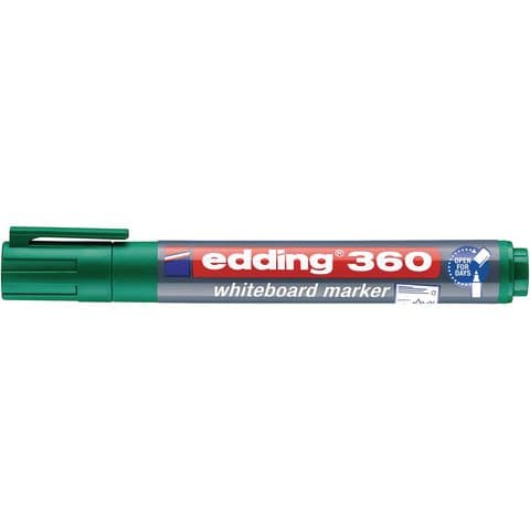 edding 360 Drywipe/Whiteboard Markers, Bullet Tip, Green - Pack of 10