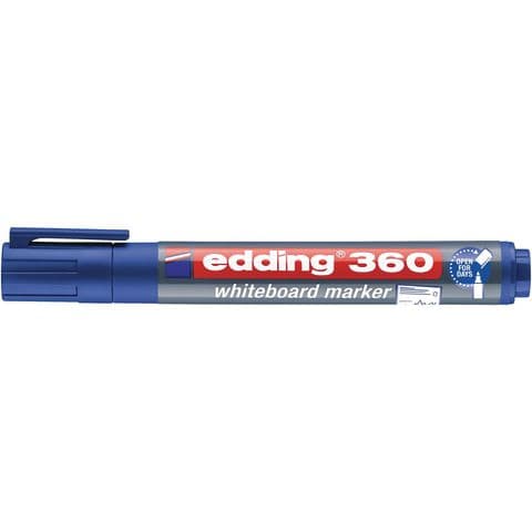 edding 360 Drywipe/Whiteboard Markers, Bullet Tip, Blue - Pack of 10