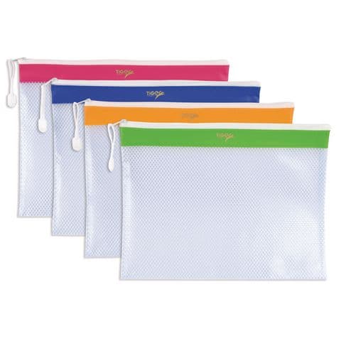 A4 Brite Tuff Bag,  Pack of 12, Blue, Yellow, White and Pink