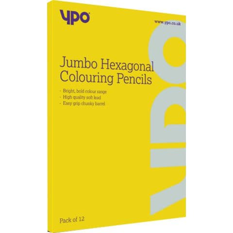 YPO Jumbo Hexagonal Colouring Pencils, Assorted Colours – Pack of 12