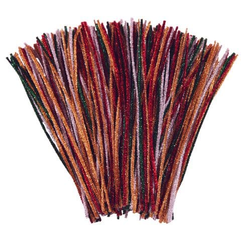 Tinsel Pipe Cleaners, 300mm, Festive Colours – Pack of 250
