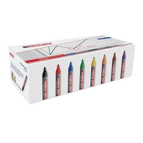 Edding 360 Drywipe/Whiteboard Markers, Bullet Tip, 8 Assorted Colours - Pack of 100
