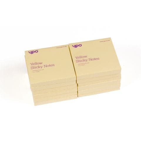 YPO Sticky Notes, Yellow, 76mm x 76mm - Pack of 12 Pads