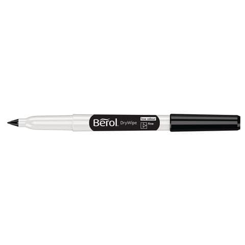 Berol Drywipe Marker Pens, Fine Tip, Black - Pack of 12