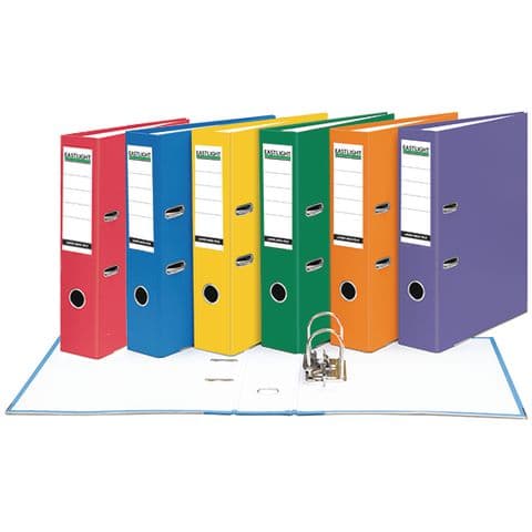 Premium Lever Arch File, A4, Paper on Board, Assorted Colours - Pack of 10