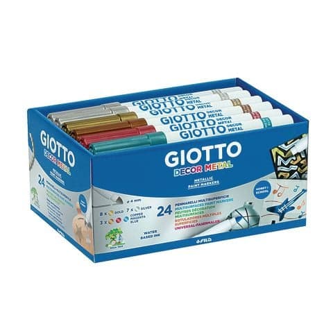 Giotto Decor Metal Metallic Paint Markers, Assorted Colours - Pack of 24