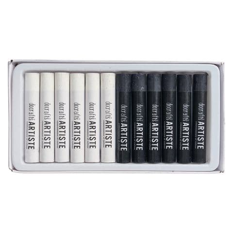 Artiste Brand Jumbo Oil Pastels - Pack of 12 , Black and White